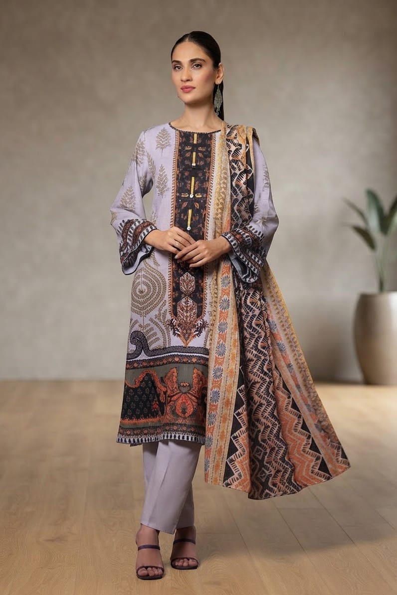 Gul Ahmed Unstitched Printed Khaddar 3pc