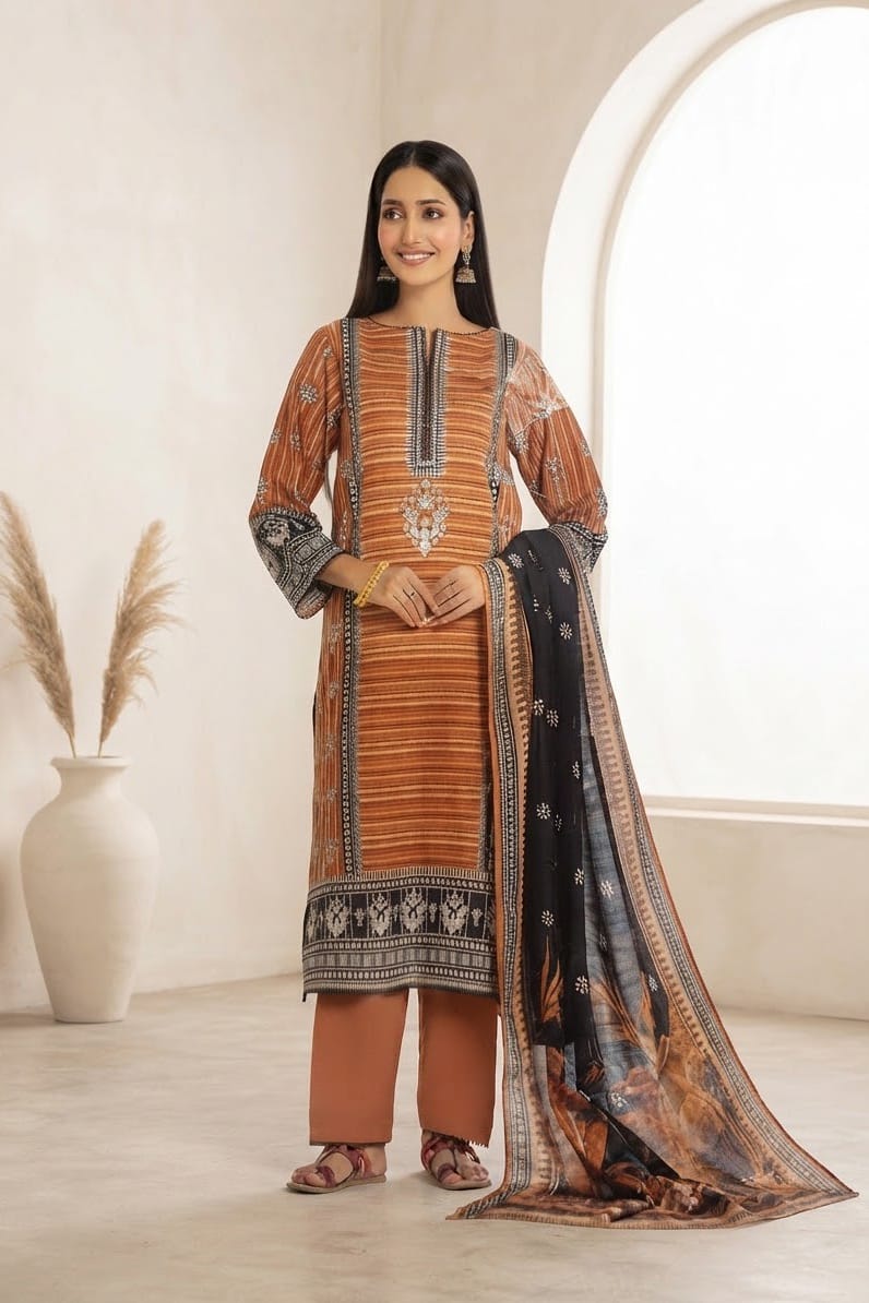 Gul Ahmed Unstitched Printed Khaddar 3pc