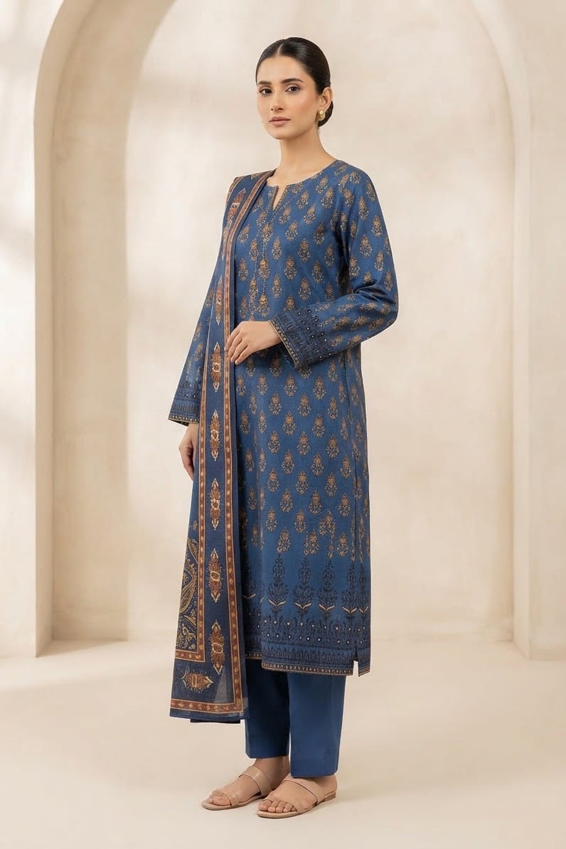 Gul Ahmed Unstitched Printed Khaddar 3pc