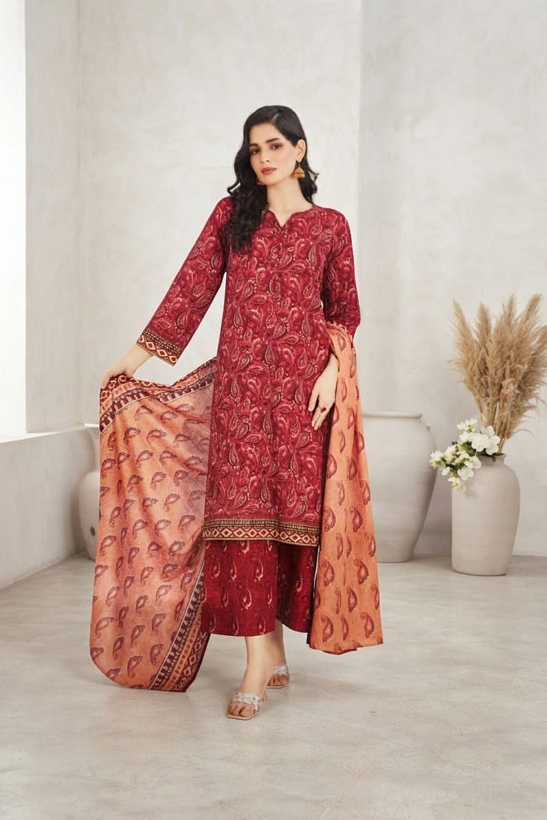 Tawakal Nazama Khaddar Stitched Printed 3pc