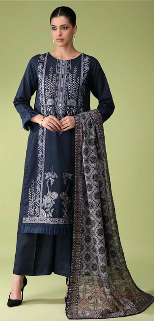 Jacquard Embroidered Khaddar 3pc