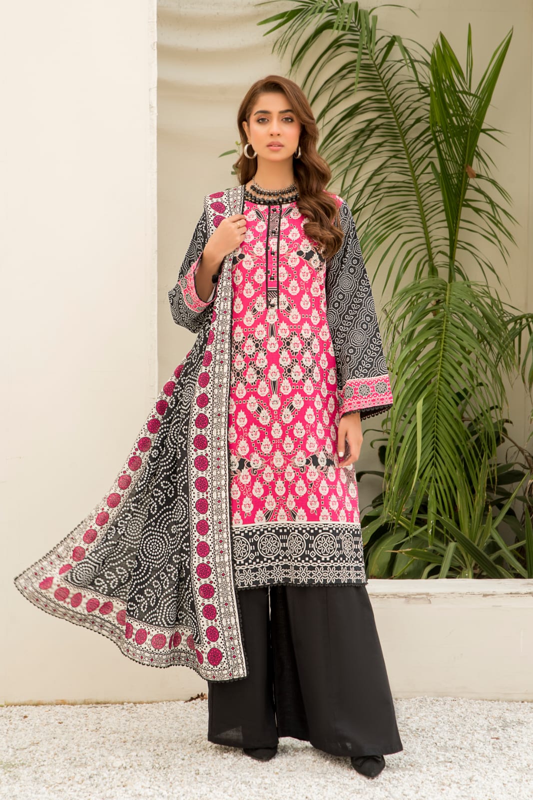 Safa Iman Printed Slub Khaddar 3pc - Branded Cut Pieces