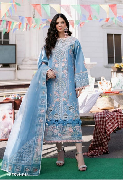 Bin Ilyas Clara Luxury Embroidered Lawn Collection 3pc - Branded Cut Pieces