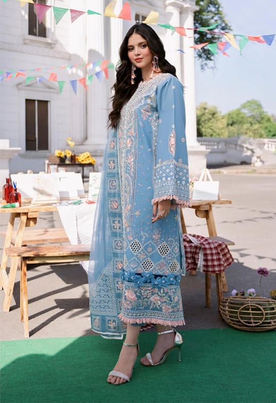 Bin Ilyas Clara Luxury Embroidered Lawn Collection 3pc - Branded Cut Pieces