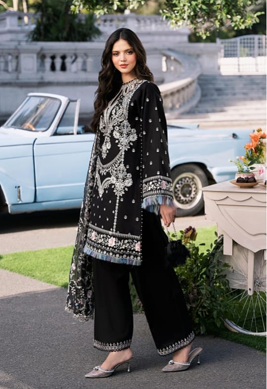 Bin Ilyas Clara Luxury Embroidered Lawn Collection 3pc - Branded Cut Pieces