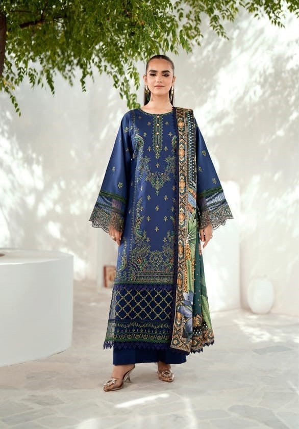 Bin Ilyas Riwaayat Luxury Embroidered Lawn Collection 3pc - Branded Cut Pieces