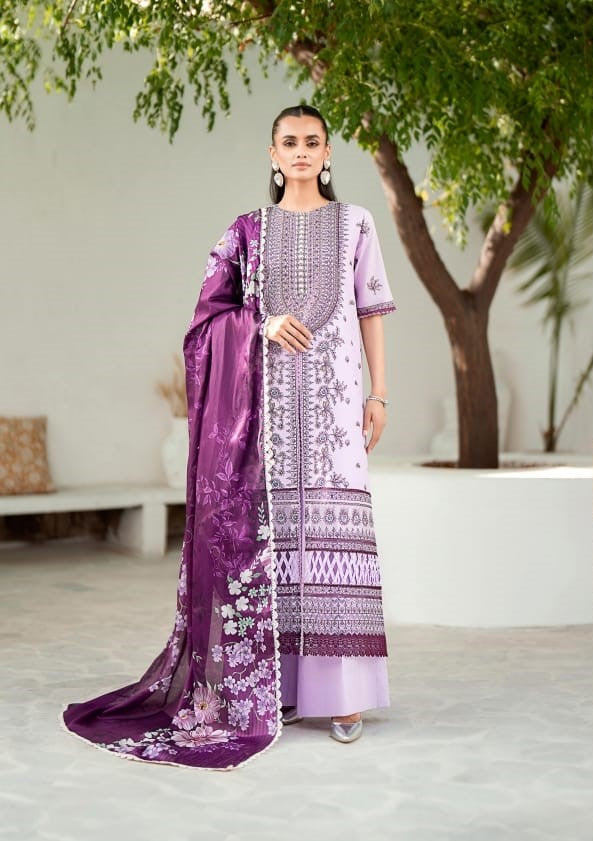 Bin Ilyas Riwaayat Luxury Embroidered Lawn Collection 3pc - Branded Cut Pieces