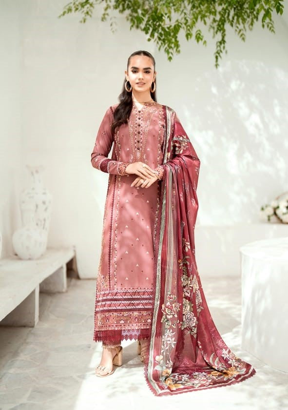 Bin Ilyas Riwaayat Luxury Embroidered Lawn Collection 3pc - Branded Cut Pieces