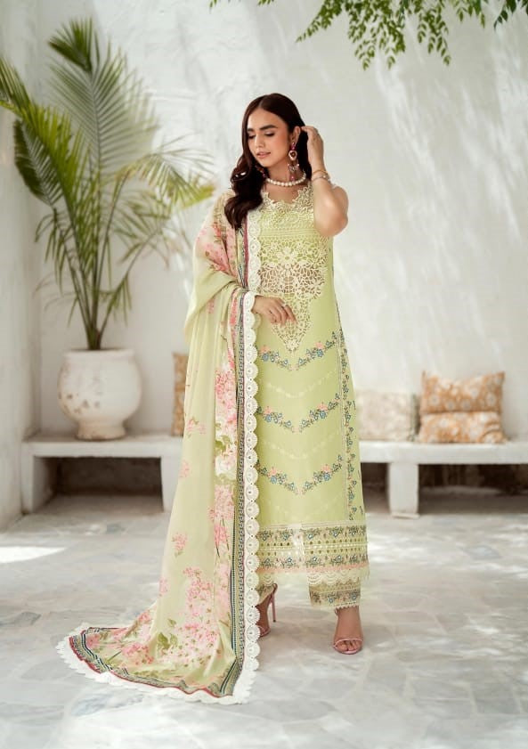 Bin Ilyas Riwaayat Luxury Embroidered Lawn Collection 3pc - Branded Cut Pieces