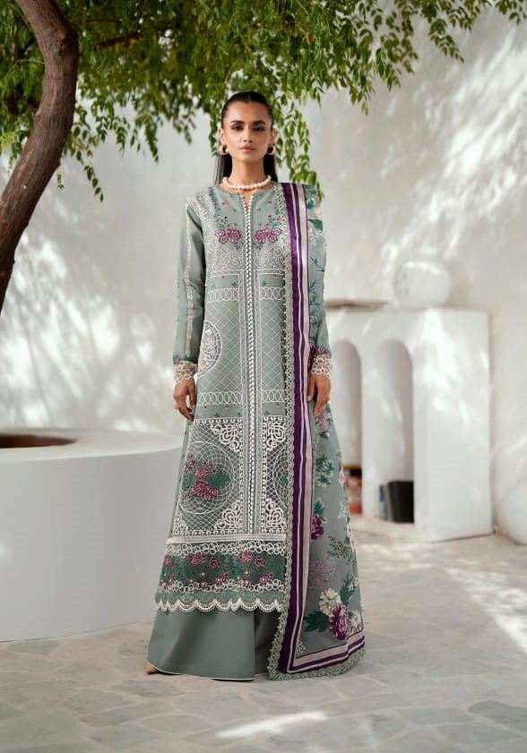 Bin Ilyas Riwaayat Luxury Embroidered Lawn Collection 3pc - Branded Cut Pieces