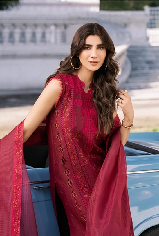 Bin Ilyas Clara Luxury Embroidered Lawn Collection 3pc - Branded Cut Pieces