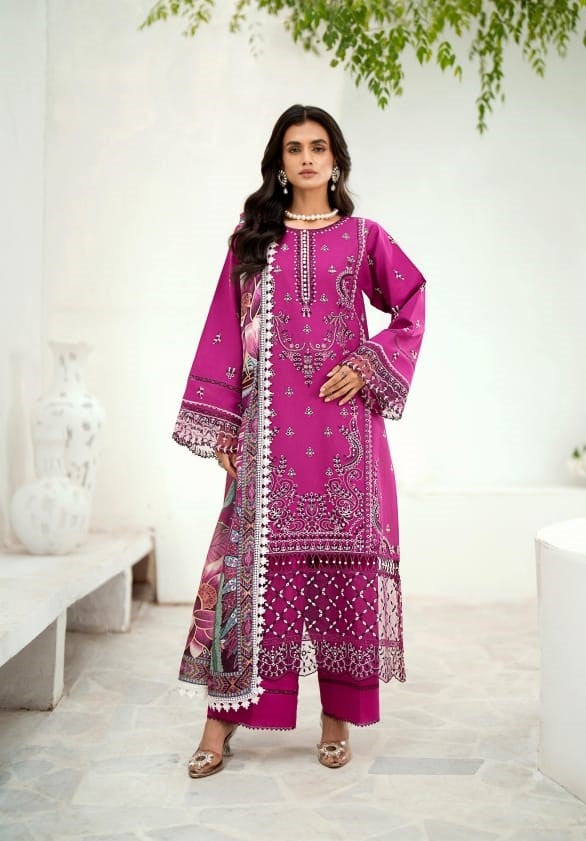 Bin Ilyas Riwaayat Luxury Embroidered Lawn Collection 3pc - Branded Cut Pieces