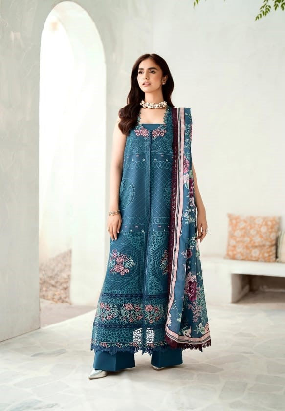 Bin Ilyas Riwaayat Luxury Embroidered Lawn Collection 3pc - Branded Cut Pieces