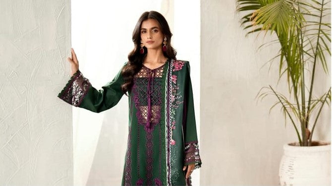 Bin Ilyas Riwaayat Luxury Embroidered Lawn Collection 3pc - Branded Cut Pieces