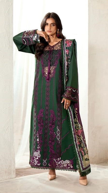 Bin Ilyas Riwaayat Luxury Embroidered Lawn Collection 3pc - Branded Cut Pieces