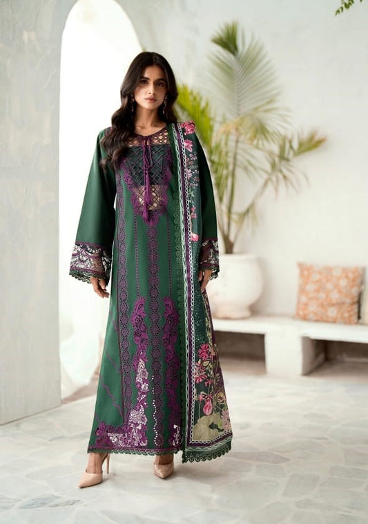 Bin Ilyas Riwaayat Luxury Embroidered Lawn Collection 3pc - Branded Cut Pieces