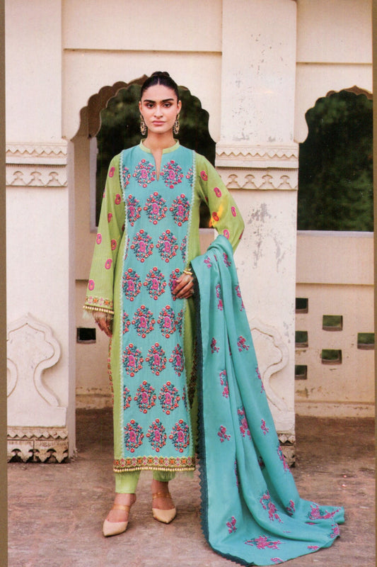 RajBari Embroidered Khaddar Luxury 3PC - Branded Cut Pieces