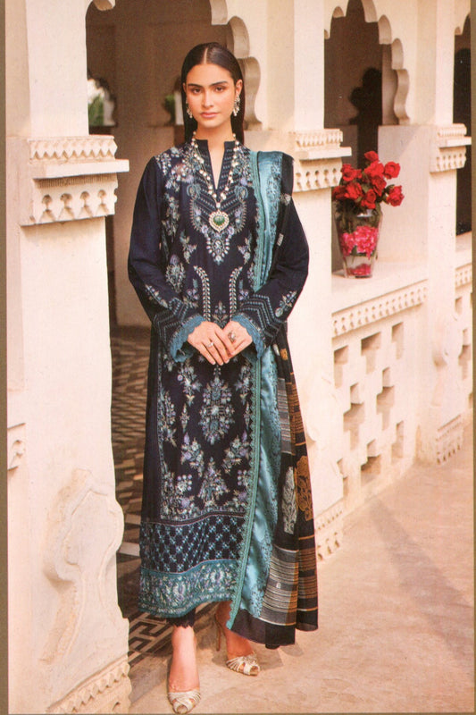 RajBari Embroidered Khaddar Luxury 3PC - Branded Cut Pieces