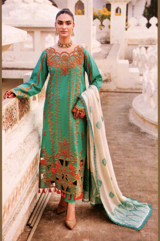 RajBari Embroidered Khaddar Luxury 3PC - Branded Cut Pieces