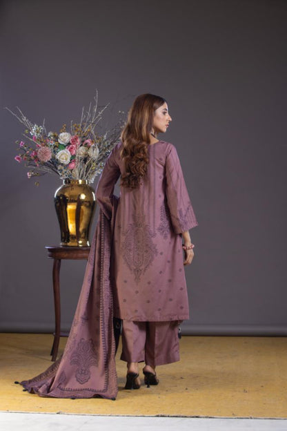 Zainab-Dyed Composed Jacquard Karandi-Mauve-3PC
