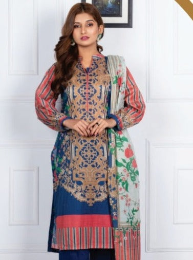 Amal Digital Printed Lawn 3pc - Branded Cut Pieces