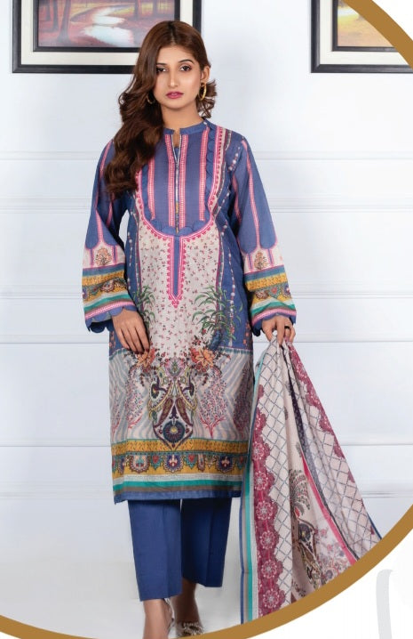 Amal Digital Printed Lawn 3pc - Branded Cut Pieces