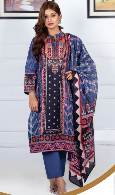 Amal Digital Printed Lawn 3pc - Branded Cut Pieces