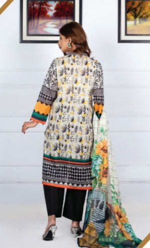 Amal Digital Printed Lawn 3pc - Branded Cut Pieces