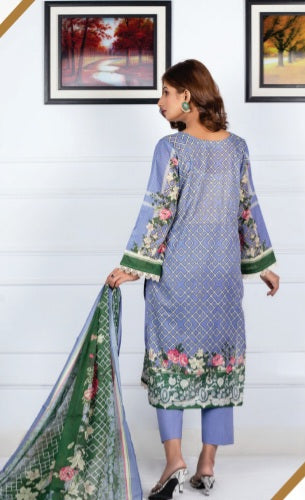 Amal Digital Printed Lawn 3pc - Branded Cut Pieces