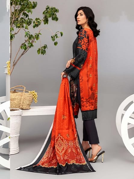 Aizal Printed Unstitched Lawn 3pc - Branded Cut Pieces