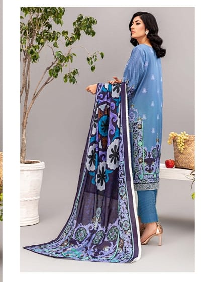 Aizal Printed Unstitched Lawn 3pc