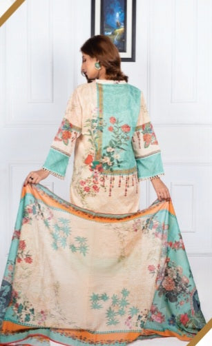 Amal Digital Printed Lawn 3pc - Branded Cut Pieces