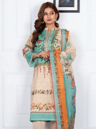 Amal Digital Printed Lawn 3pc - Branded Cut Pieces