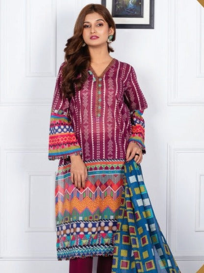 Amal Digital Printed Lawn 3pc - Branded Cut Pieces