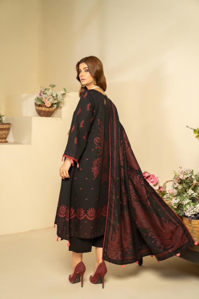 Soha Afreen-Digital Printed Composed Jacquard Khaddar-Black-3PC - Branded Cut Pieces