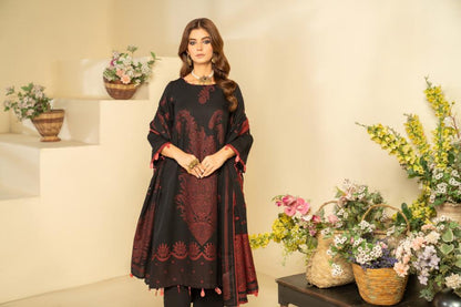 Soha Afreen-Digital Printed Composed Jacquard Khaddar-Black-3PC - Branded Cut Pieces