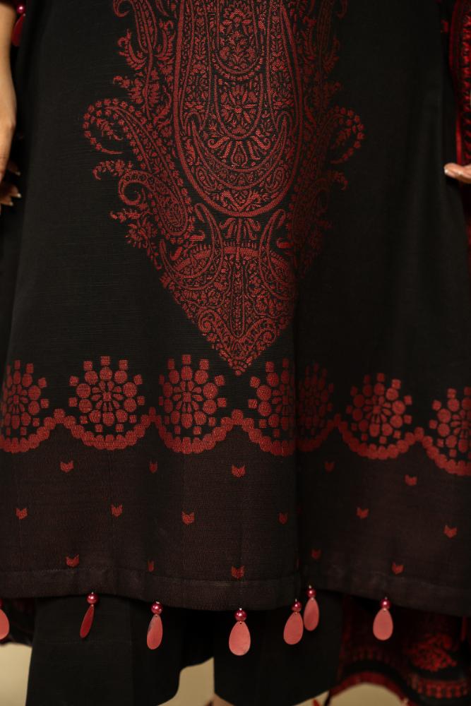 Soha Afreen-Digital Printed Composed Jacquard Khaddar-Black-3PC - Branded Cut Pieces