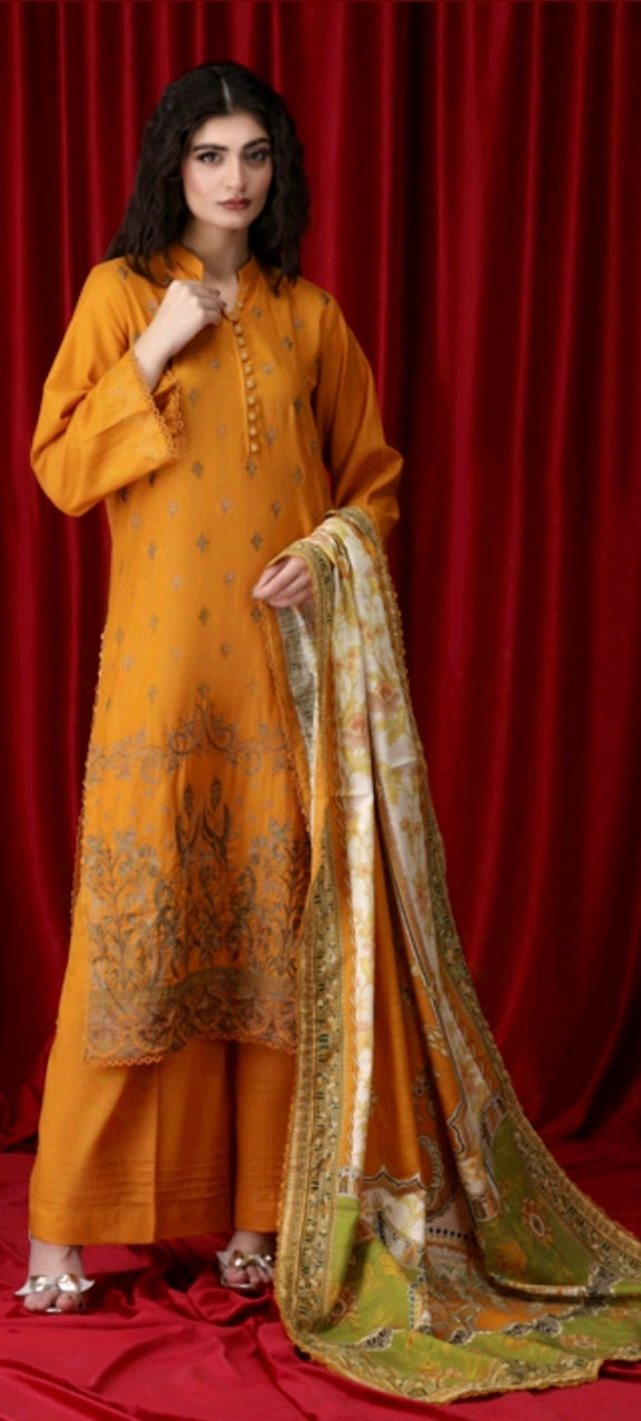 Hania Minahil Embroidered Khaddar 3pc