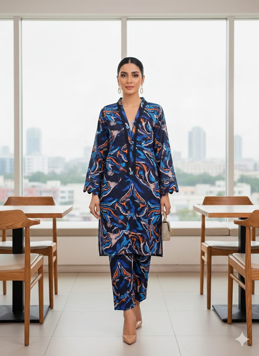 Khaadi Stitched Printed Lawn Allover ST 2pc