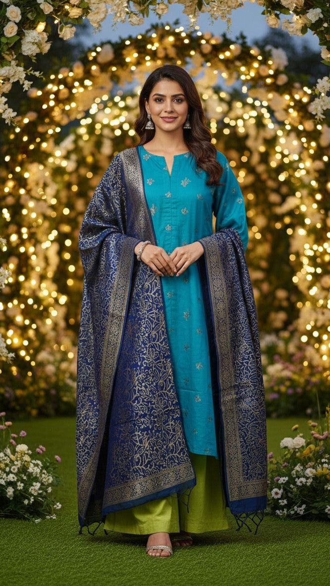 Mizaj Stitched Jacquard Linen 3pc