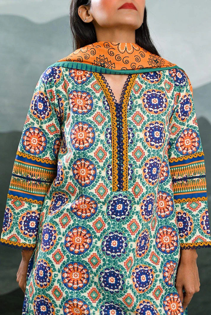 Mizaj Stitched Printed Khaddar 3pc