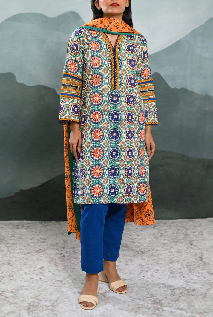 Mizaj Stitched Printed Khaddar 3pc