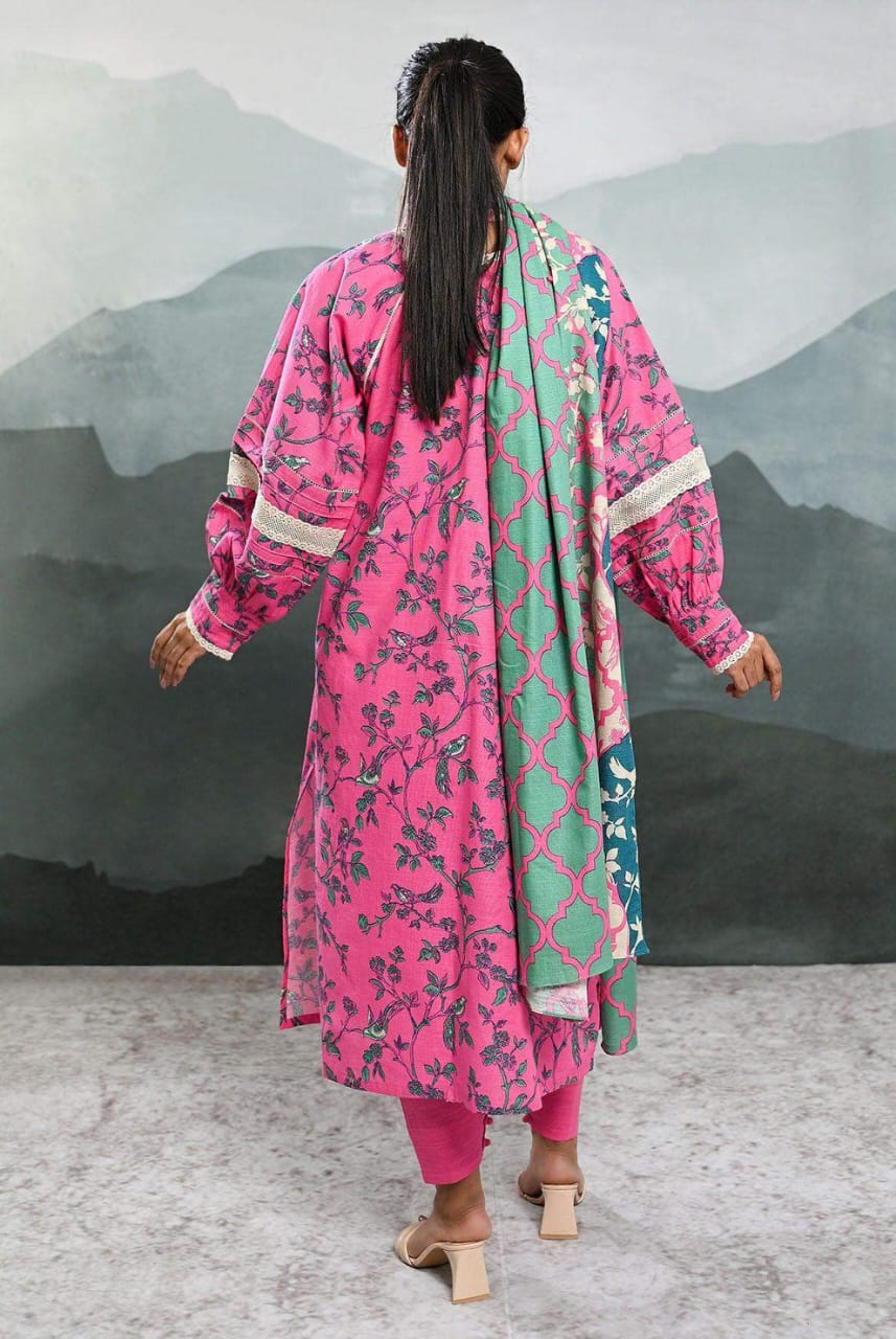 Mizaj Stitched Printed Khaddar 3pc