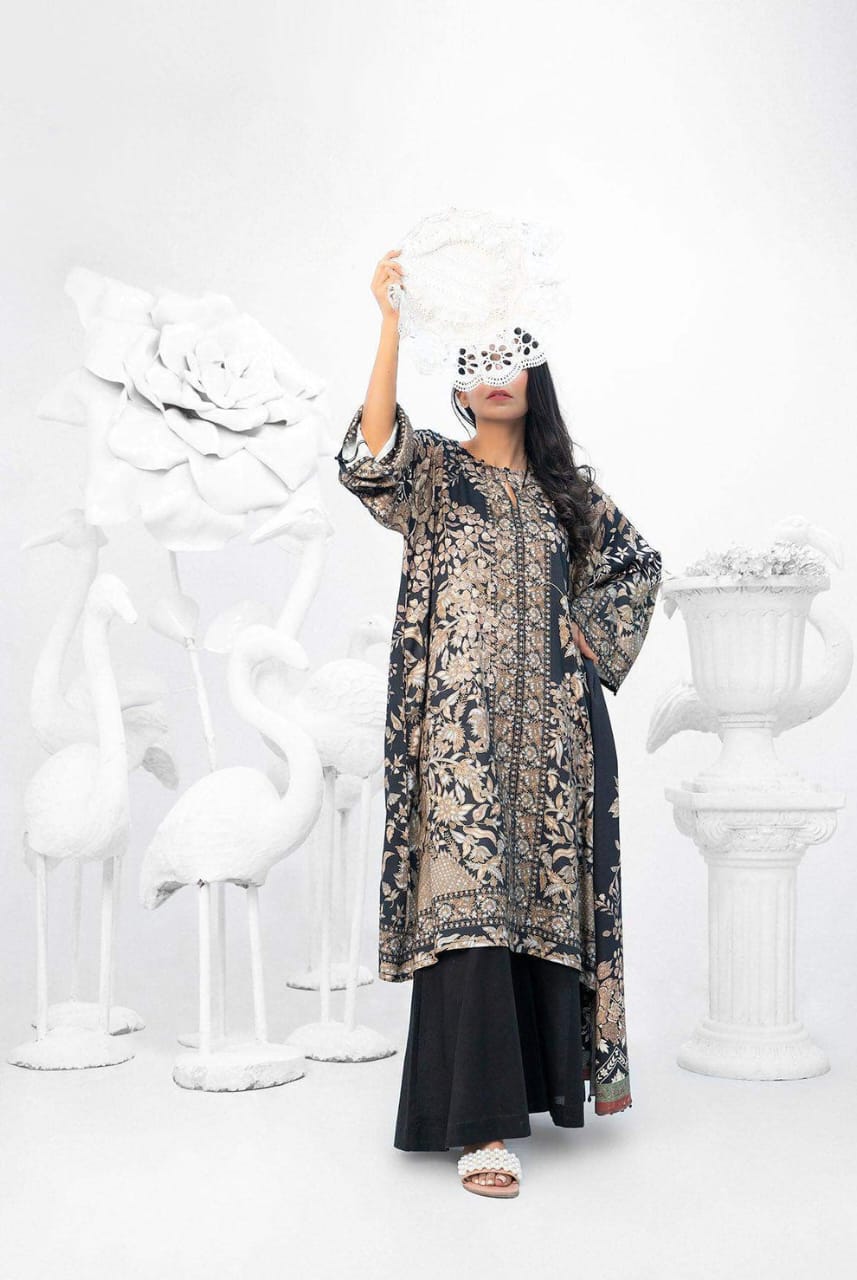 Mizaj Stitched Printed Linen SD 2pc