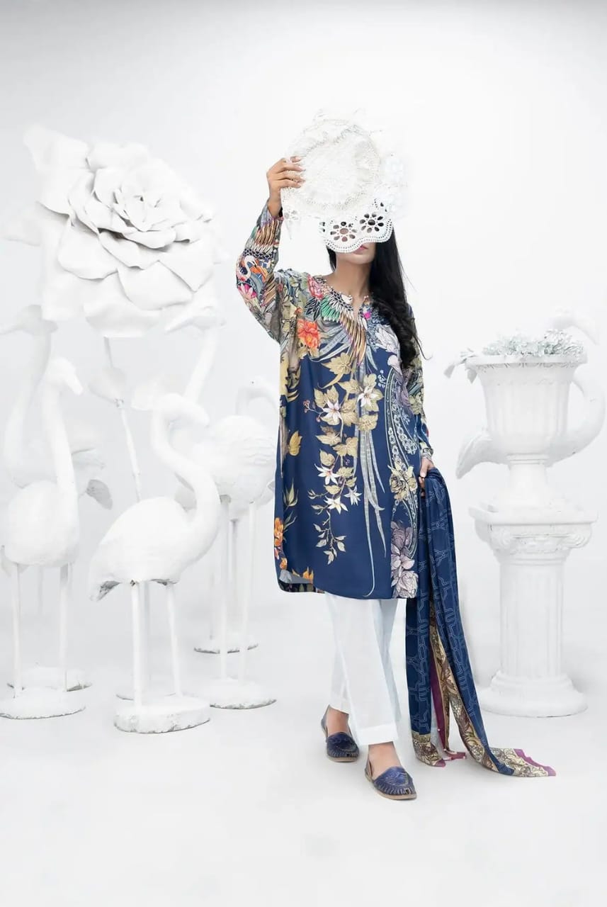 Mizaj Stitched Printed Linen SD 2pc