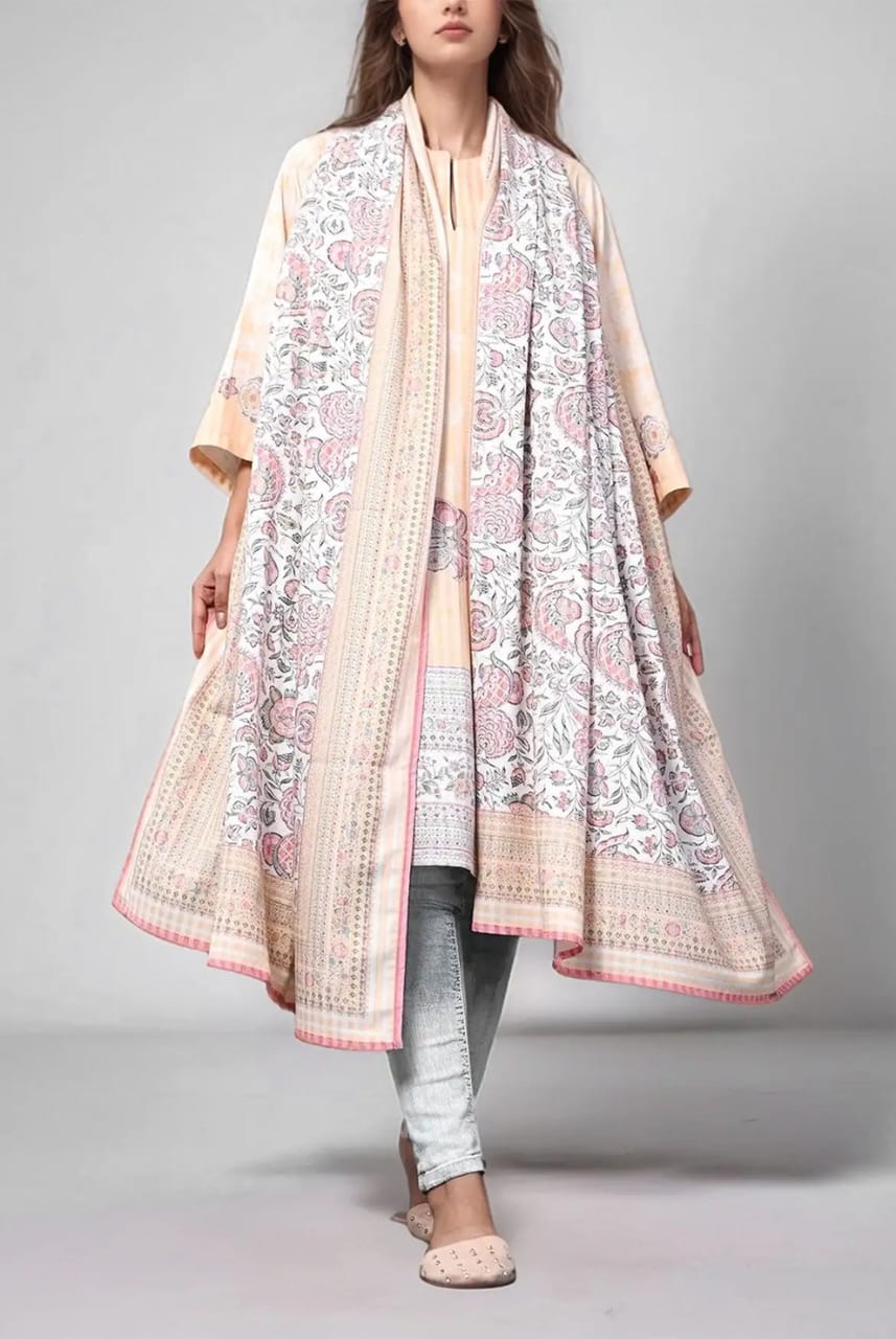 Mizaj Stitched Printed Linen Wool SD 2pc
