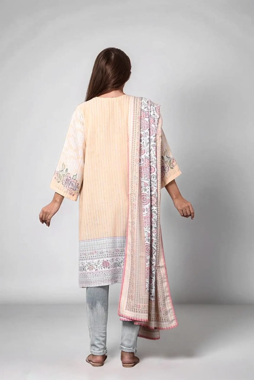 Mizaj Stitched Printed Linen Wool SD 2pc