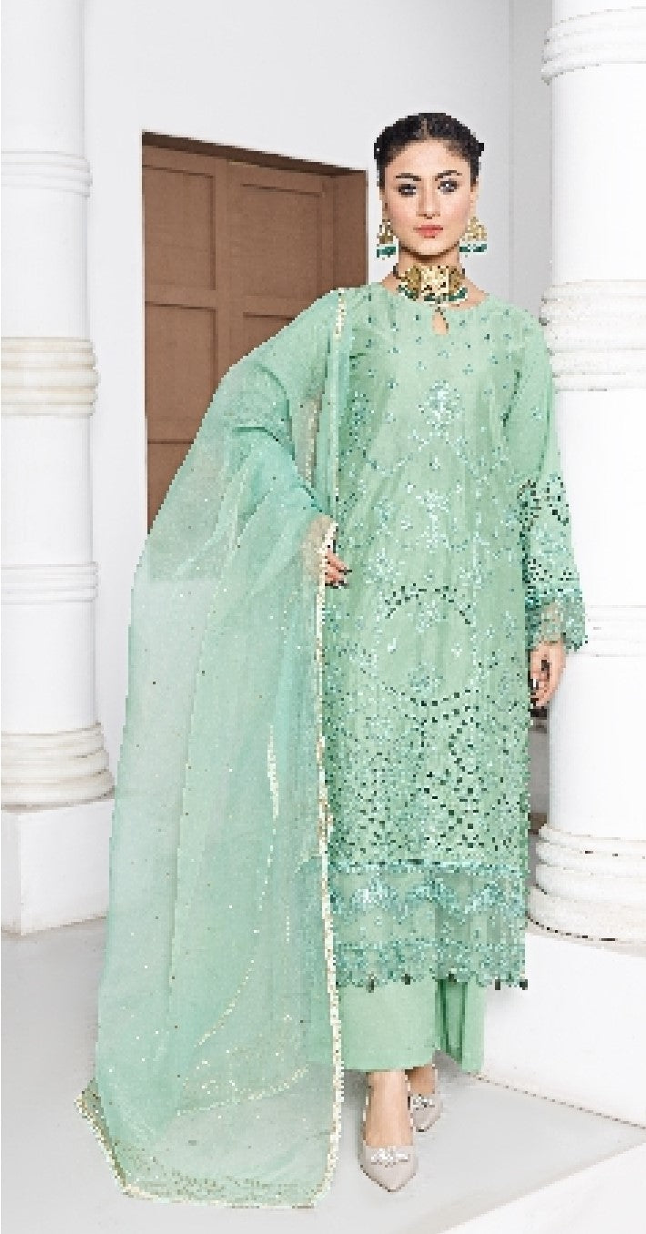 Hania & Mnahil Embroidered Lawn 3PC - Branded Cut Pieces