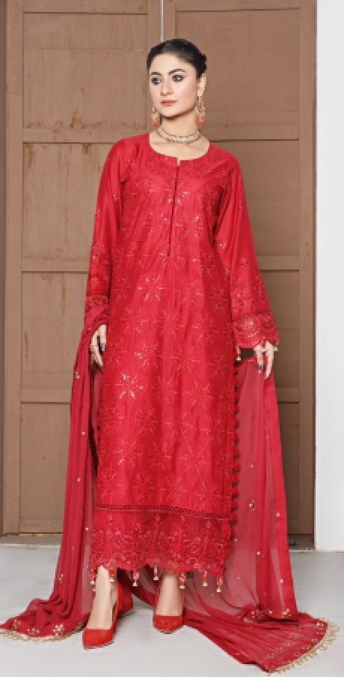 Hania & Mnahil Embroidered Lawn 3PC
