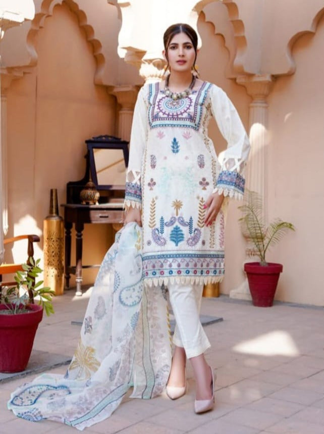 Noor Jahan Embroidered Unstitched Lawn 3pc Koh-e-Noor - Branded Cut Pieces